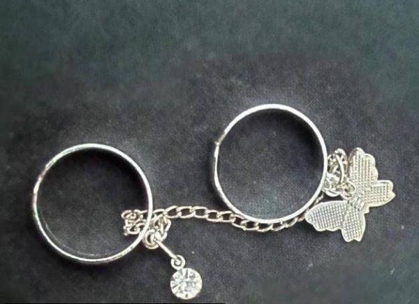 2 Finger Silver Butterfly Rings | Trendy Butterfly Pair Rings Set | Silver Plated Stainless Steel | Adjustable Size