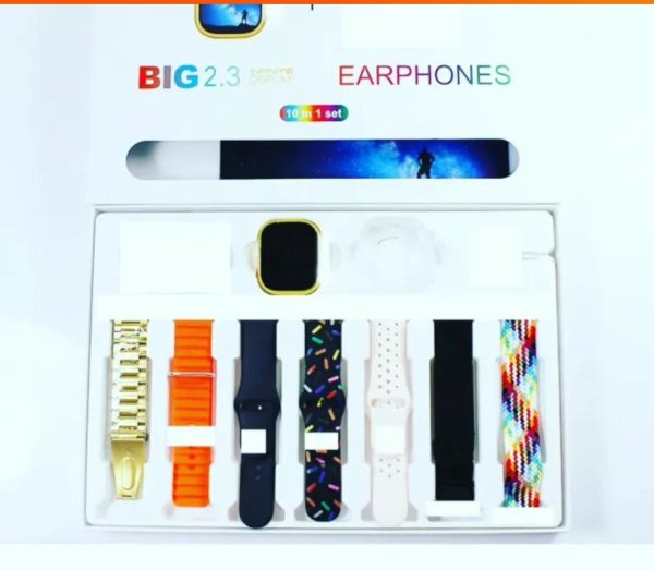 I20 Ultra Max Smart Watch | Premium Quality | 2.3 ” Big Display Screen | Airpods & 7 Straps In Box (random Color)