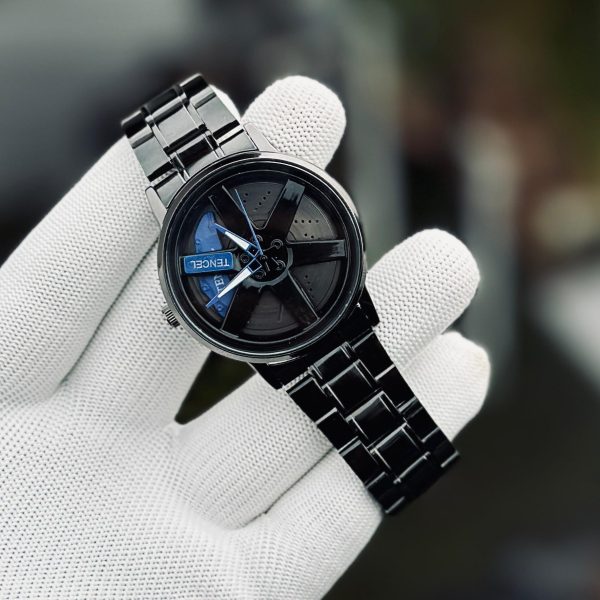 Ma1 Black Car Sport Rim Hub Wheel Wristwatch For Mens (random Dial Color And Random Strap Color)